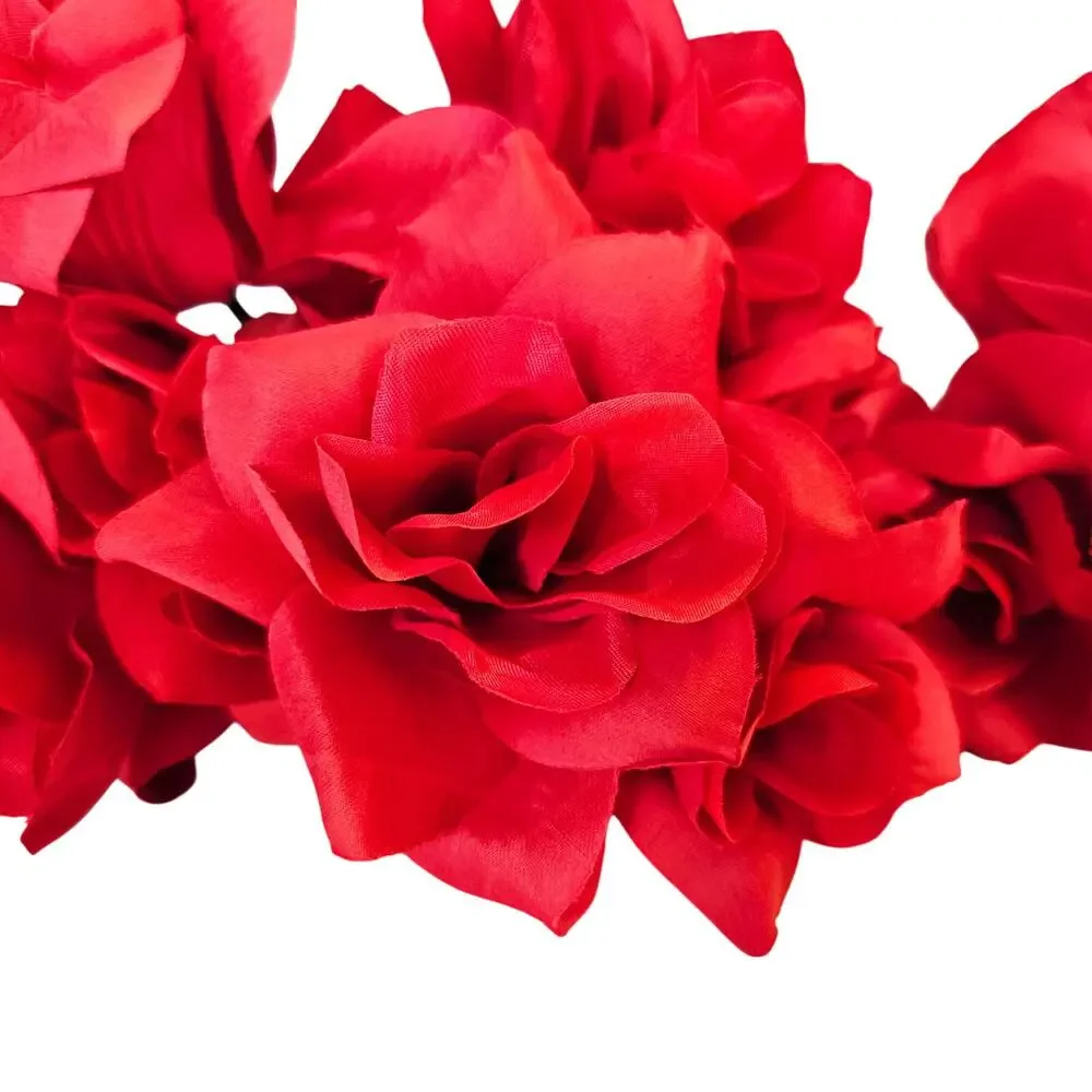 Red Artificial Silk Rose Flowers Wired Stems Wedding Craft 3